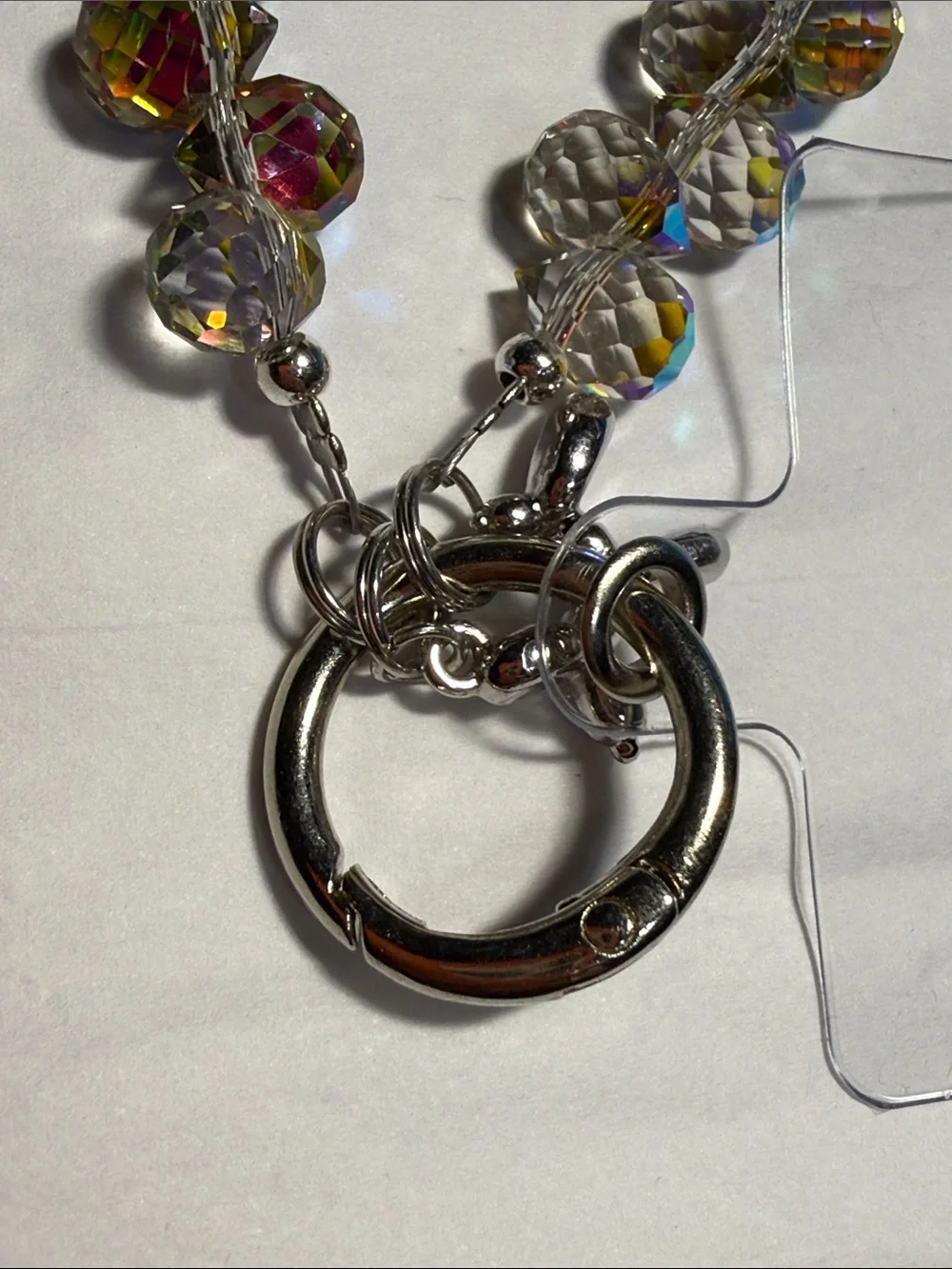 Acrylic Bead Phone Wrist Strap in Iridescent Multicolor